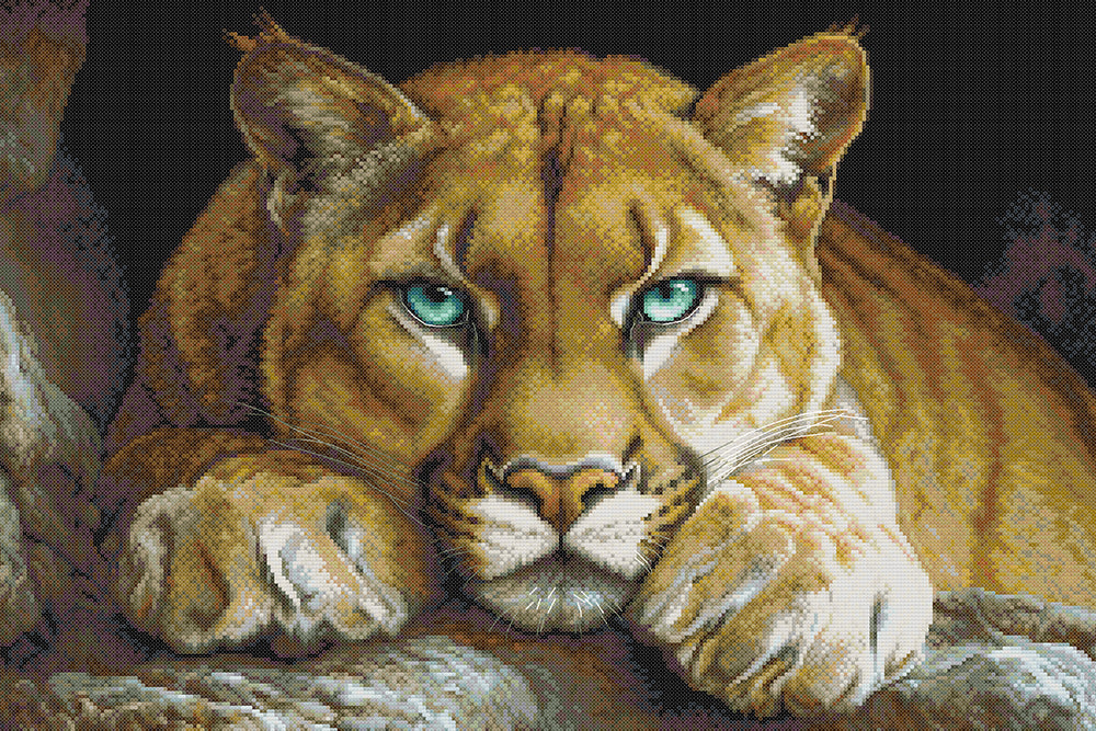 Resting Cougar Cross Stitch Kits