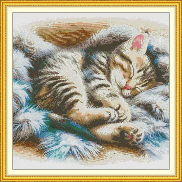 Sleeping Cat Cross Stitch Kits