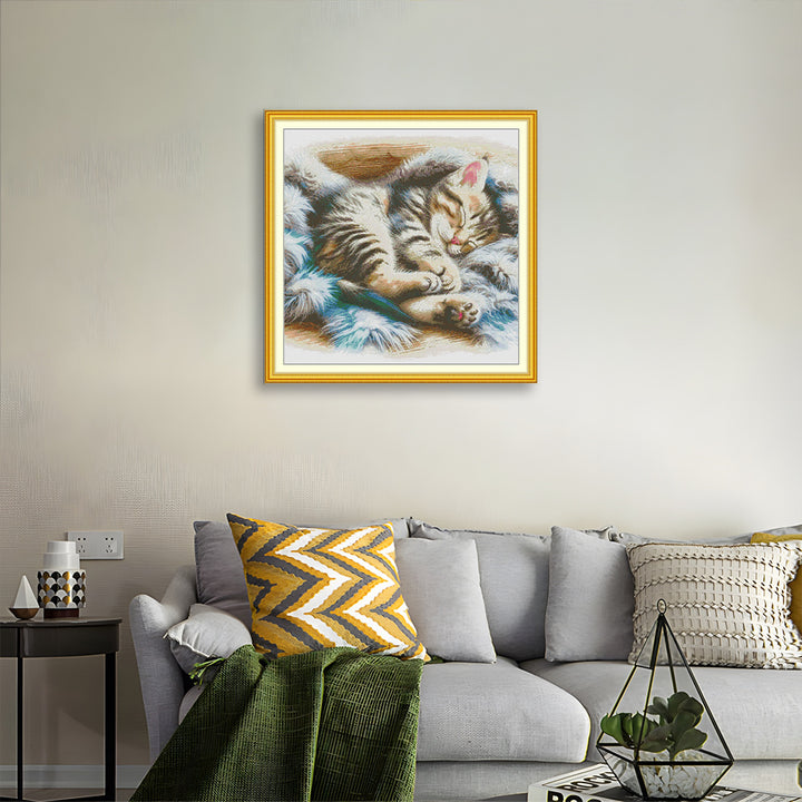 Sleeping Cat Cross Stitch Kits