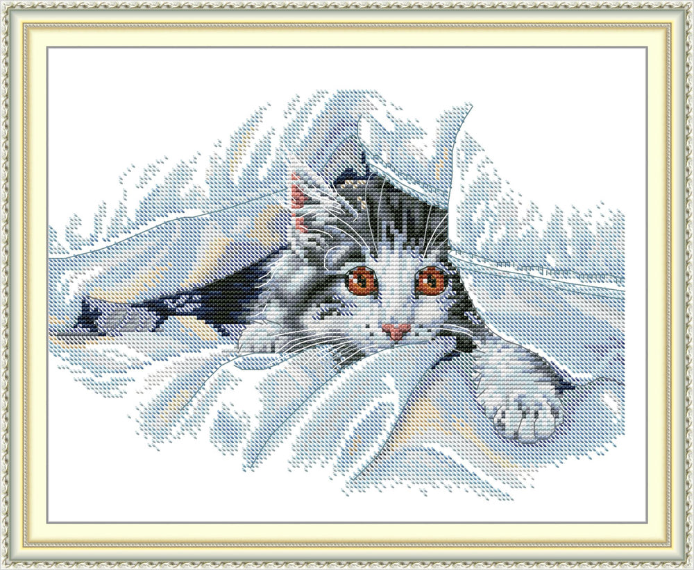 The Cat in The Blanket Cross Stitch Kits