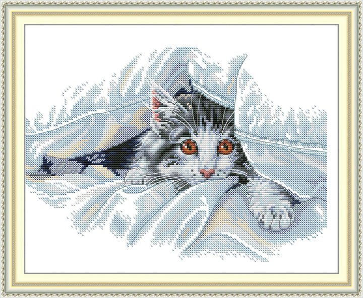 The Cat in The Blanket Cross Stitch Kits