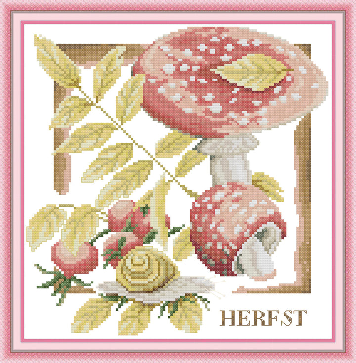 Snails and Mushrooms Cross Stitch Kits