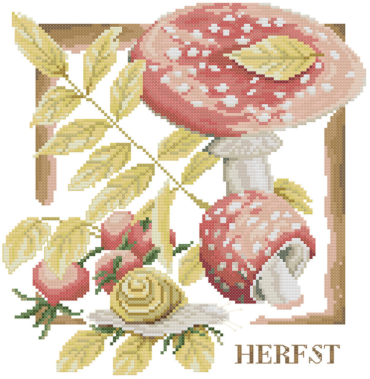 Snails and Mushrooms Cross Stitch Kits