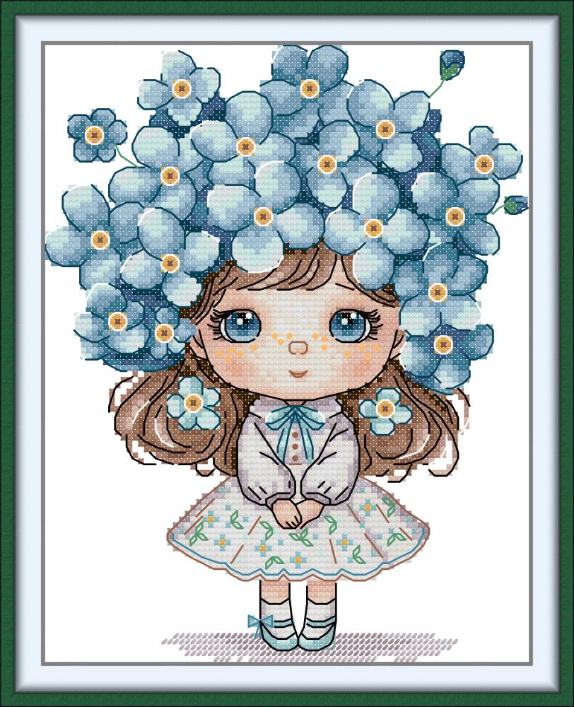 Forget-Me-Not Girl Cross Stitch Kits