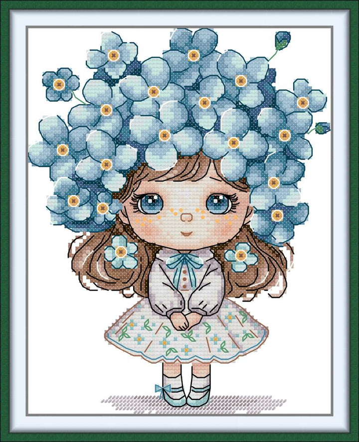 Forget-Me-Not Girl Cross Stitch Kits