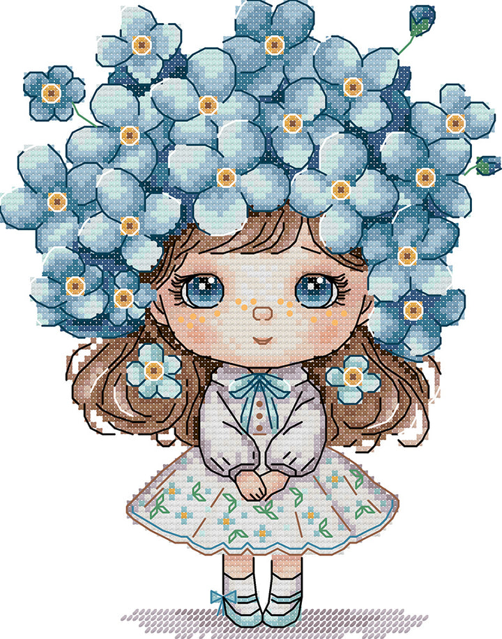 Forget-Me-Not Girl Cross Stitch Kits