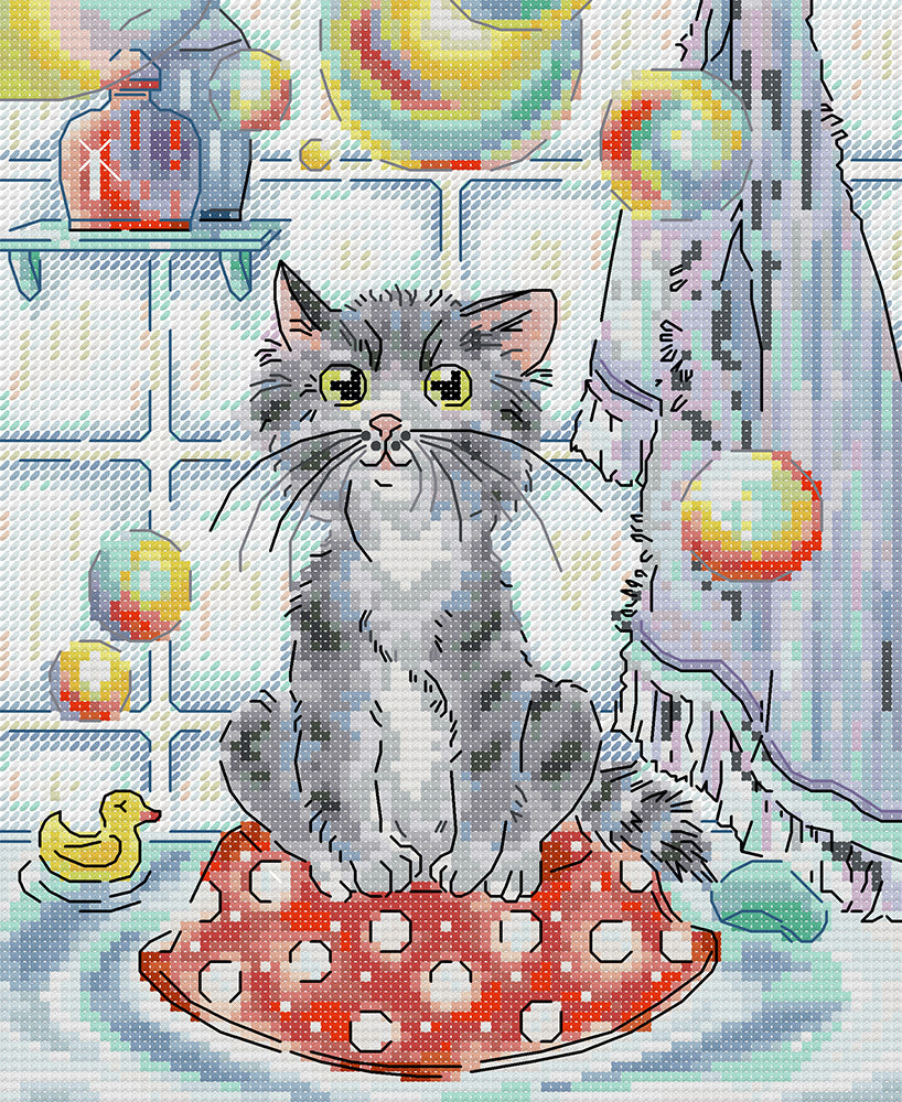 Cats and Soap Bubbles Cross Stitch Kits