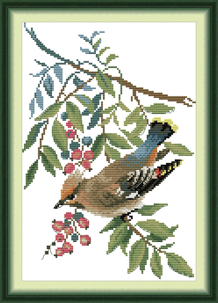 Red Berries and Tits Cross Stitch Kits