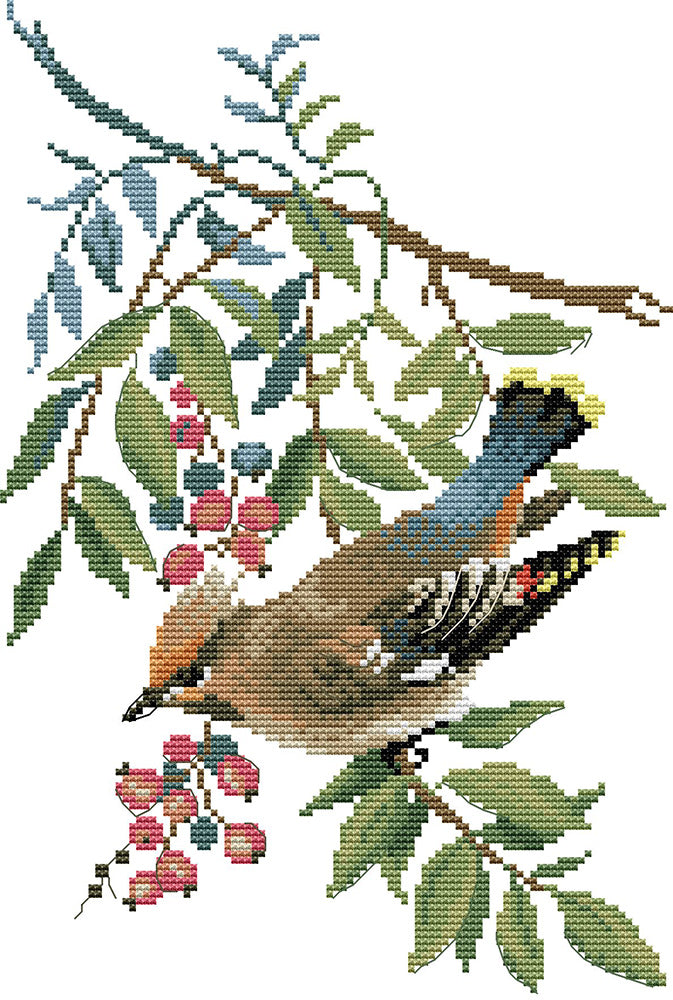 Red Berries and Tits Cross Stitch Kits