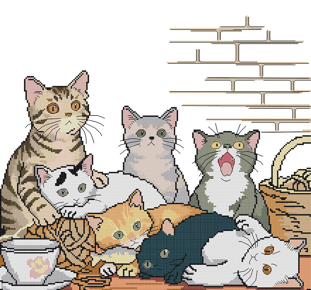 Seven Little Kittens Cross Stitch Kits