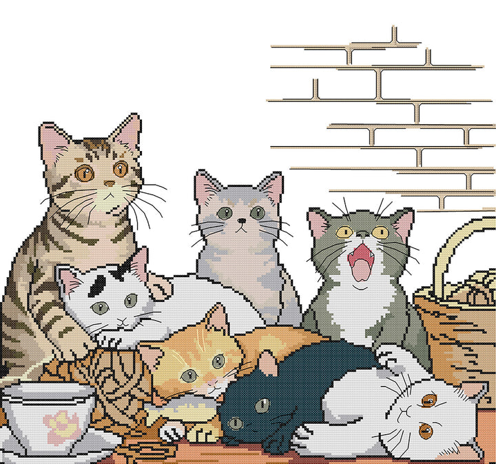 Seven Little Kittens Cross Stitch Kits