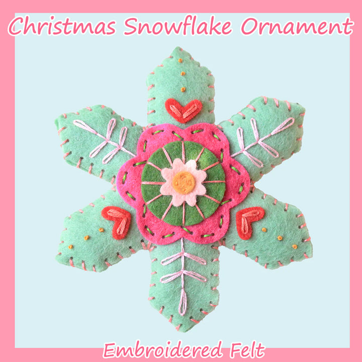 Christmas Snowflake Ornament Embroidered Felt