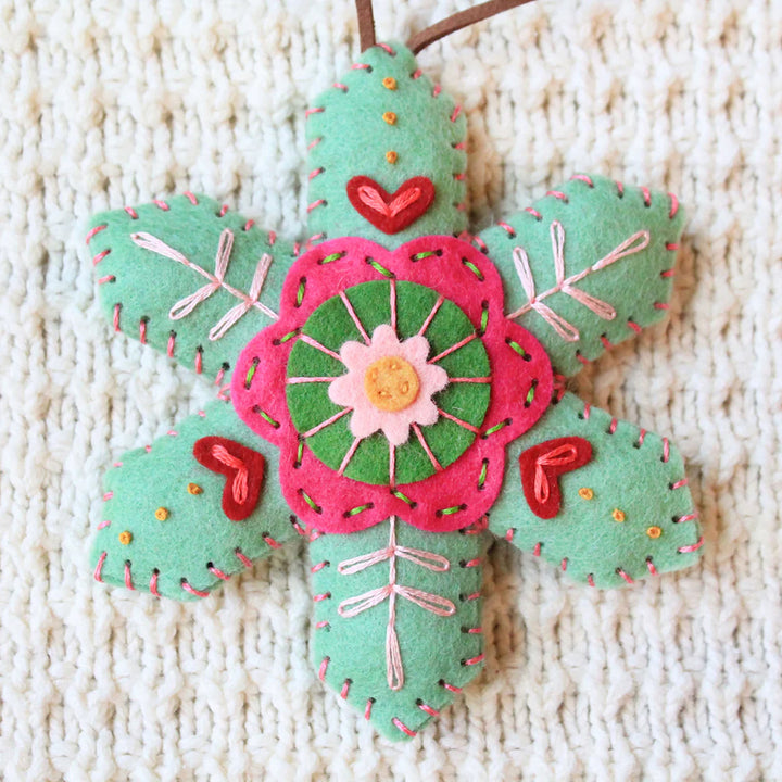 Christmas Snowflake Ornament Embroidered Felt