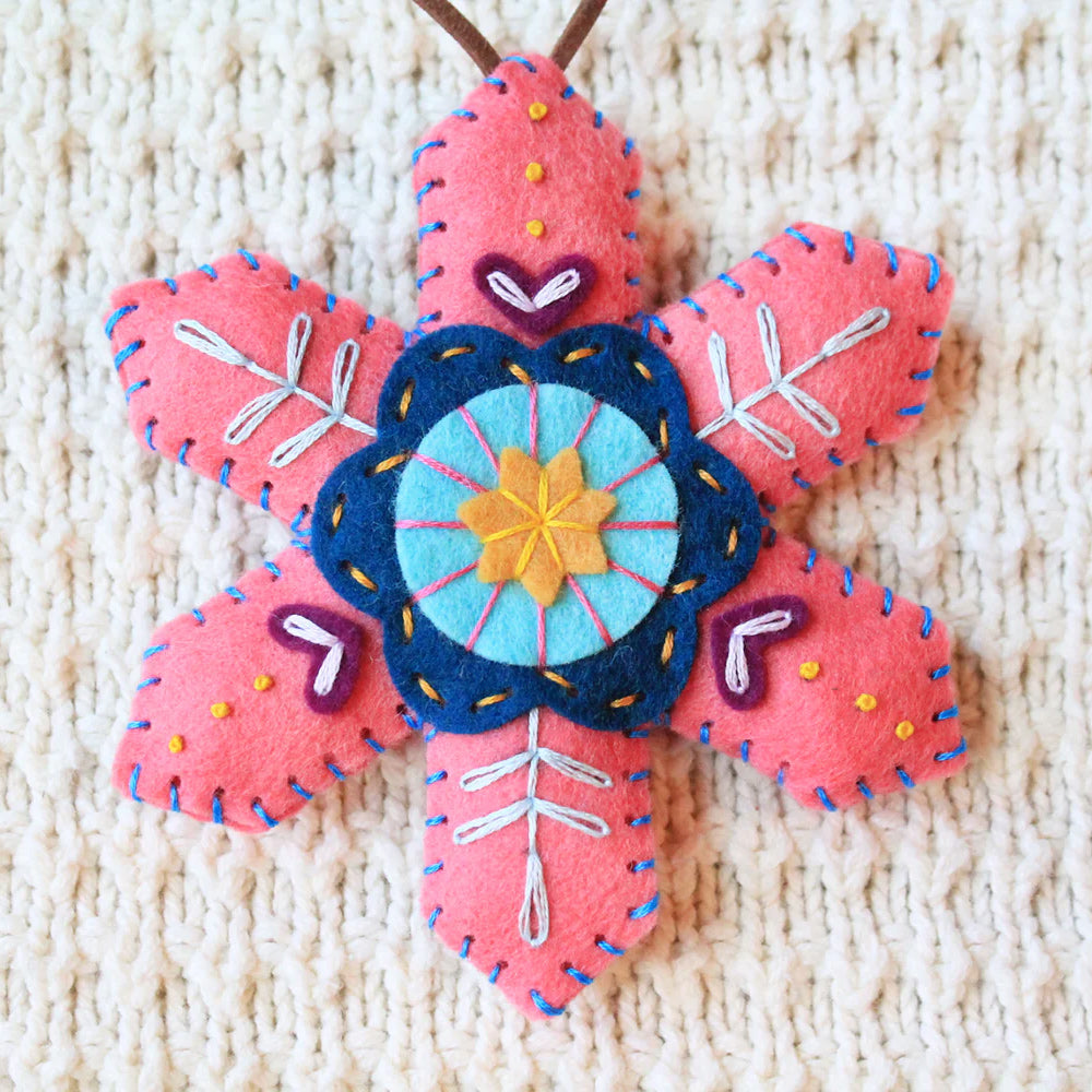 Christmas Snowflake Ornament Embroidered Felt
