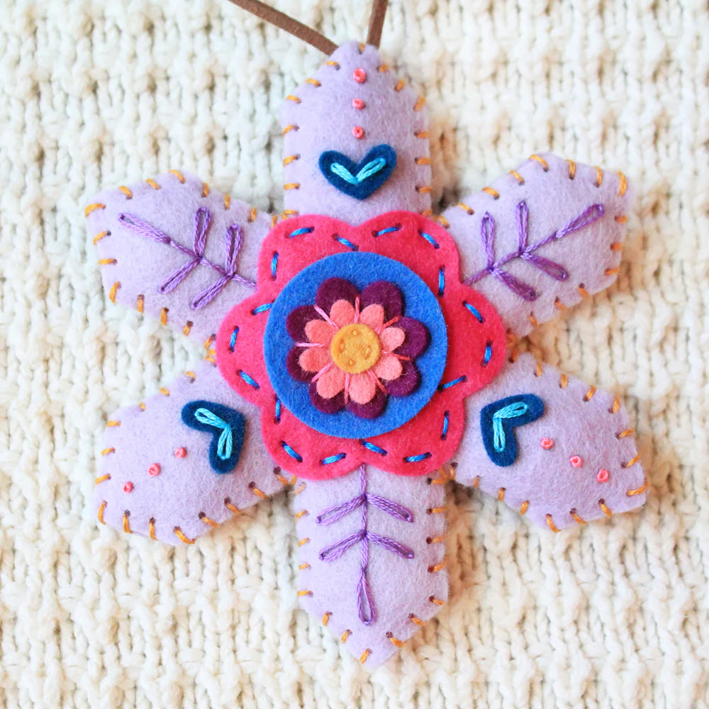 Christmas Snowflake Ornament Embroidered Felt