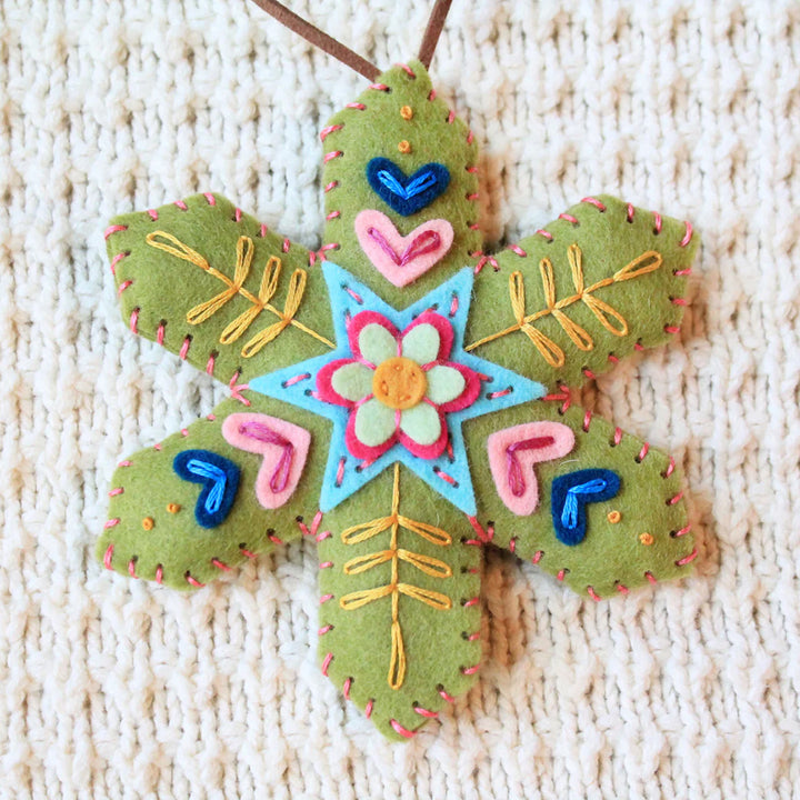 Christmas Snowflake Ornament Embroidered Felt