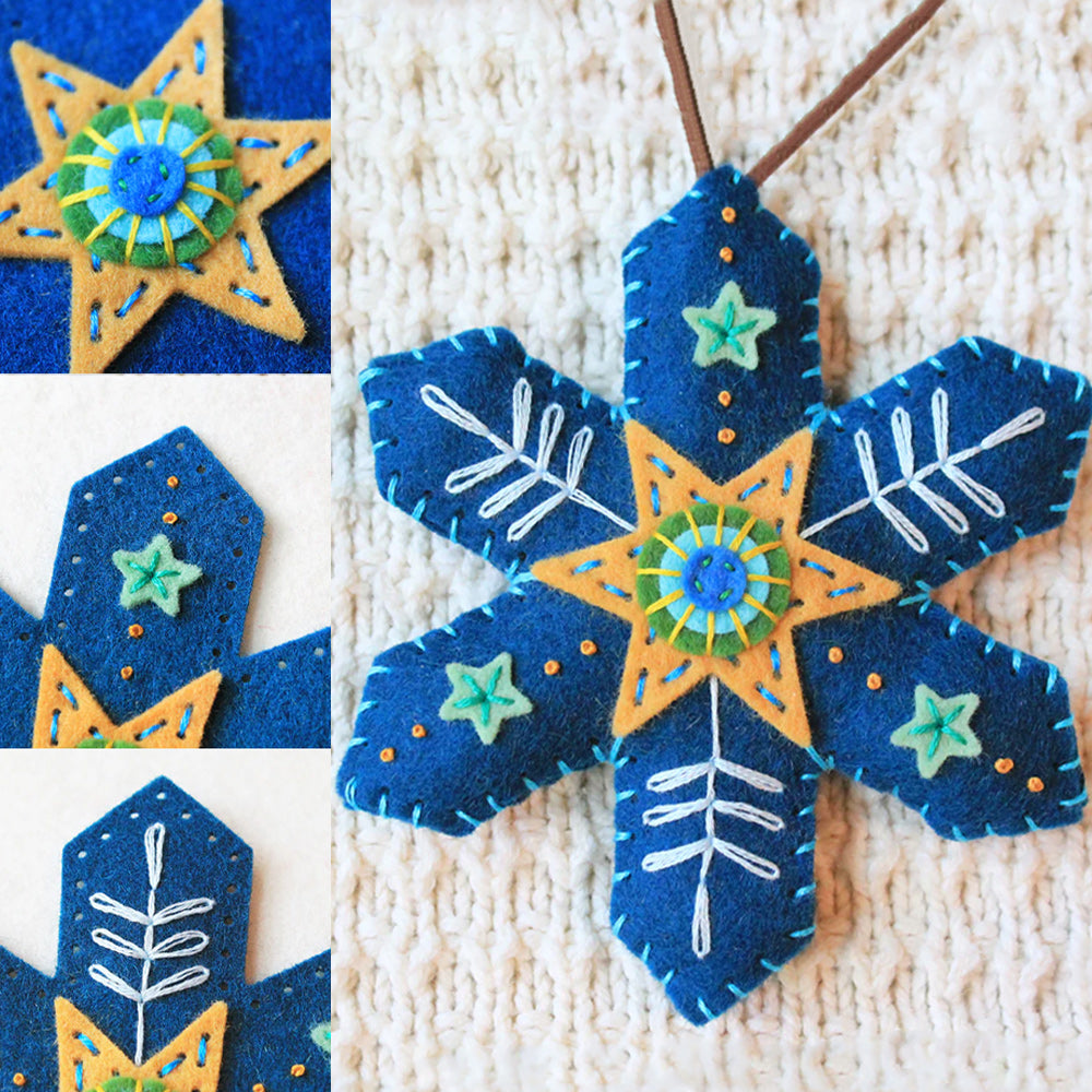 Christmas Snowflake Ornament Embroidered Felt