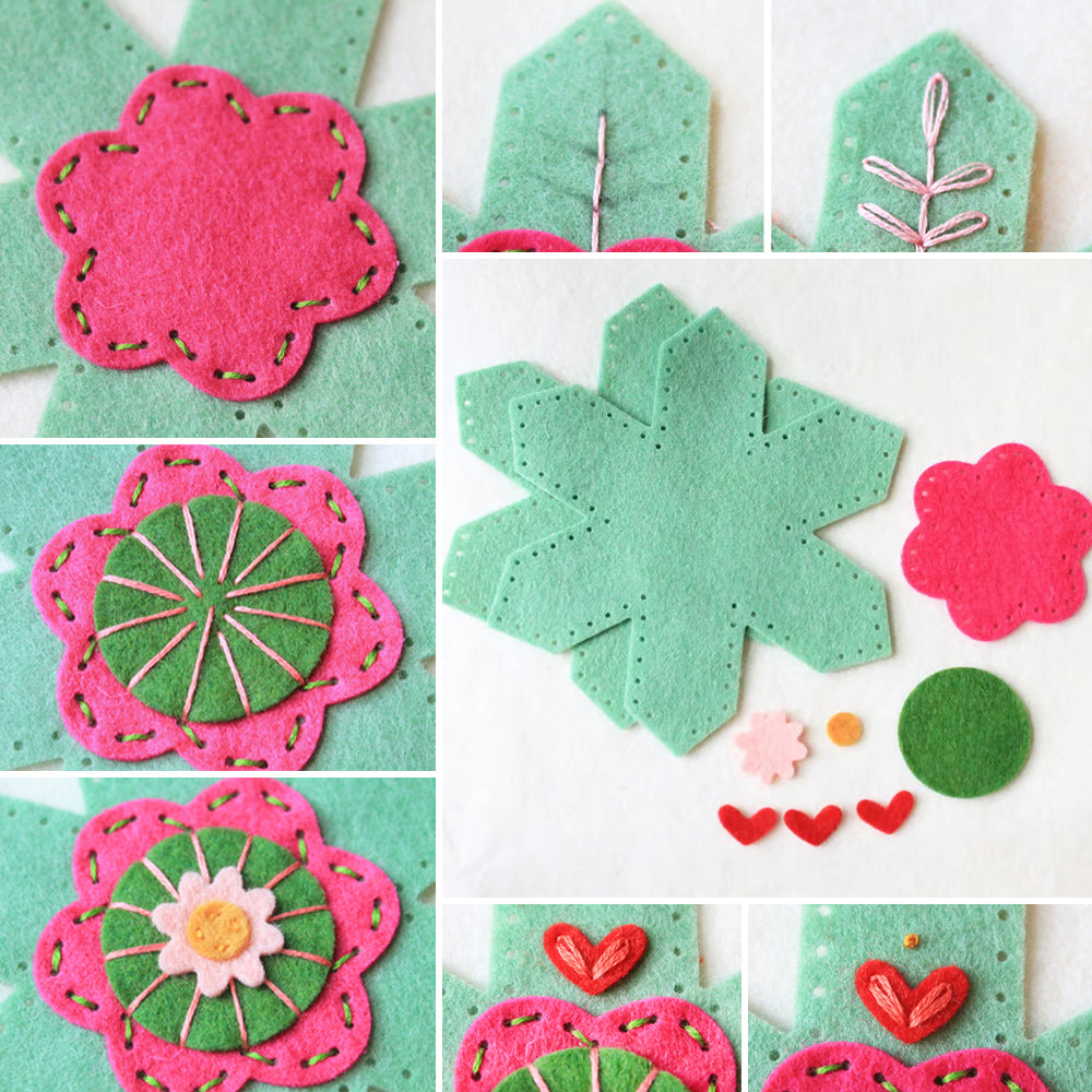 Christmas Snowflake Ornament Embroidered Felt