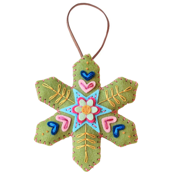 Christmas Snowflake Ornament Embroidered Felt
