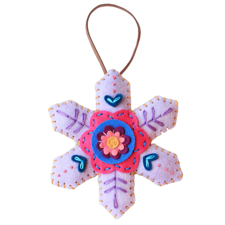 Christmas Snowflake Ornament Embroidered Felt