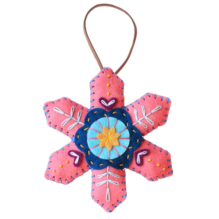 Christmas Snowflake Ornament Embroidered Felt