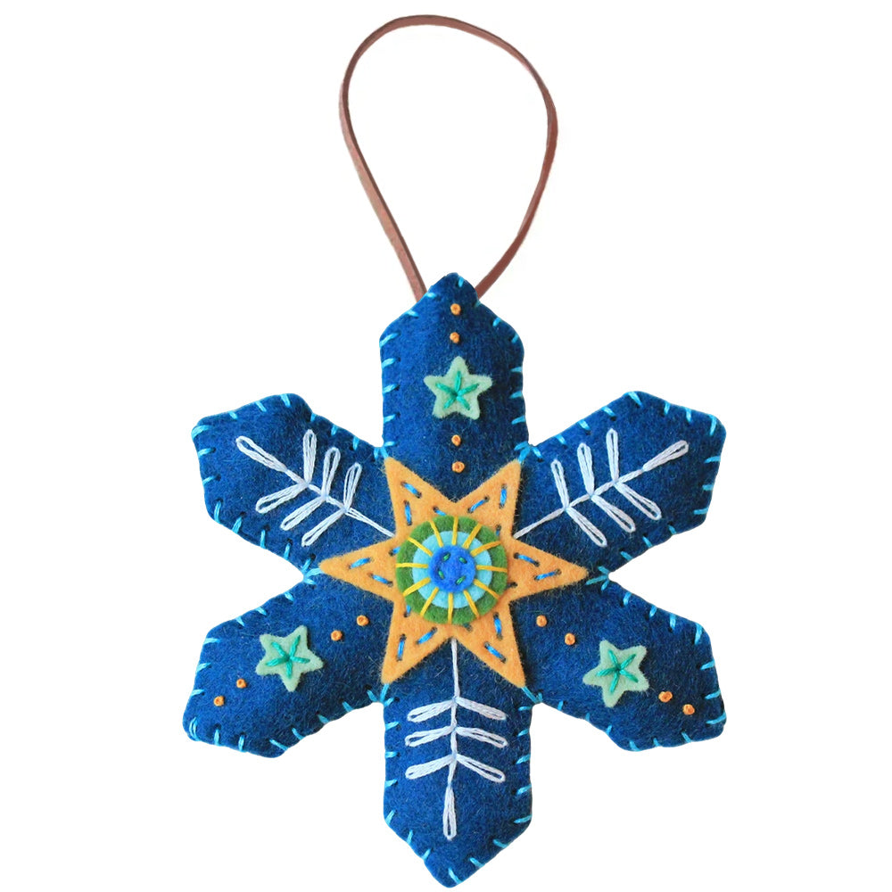 Christmas Snowflake Ornament Embroidered Felt