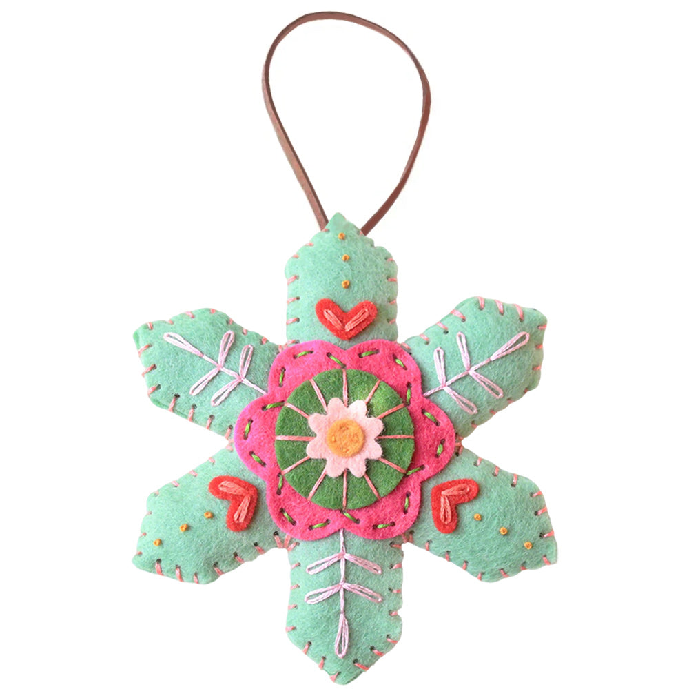 Christmas Snowflake Ornament Embroidered Felt