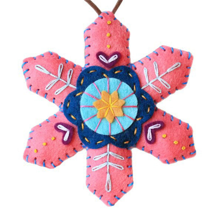 Christmas Snowflake Ornament Embroidered Felt