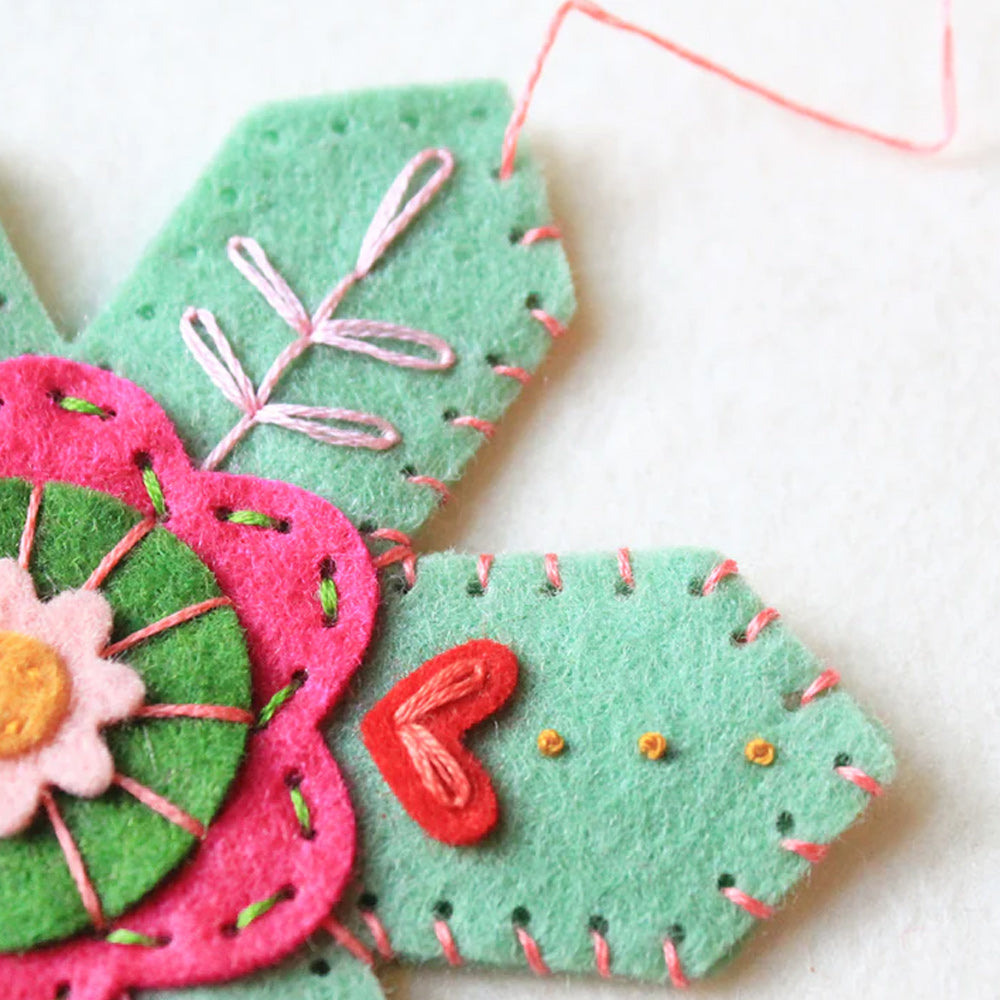 Christmas Snowflake Ornament Embroidered Felt