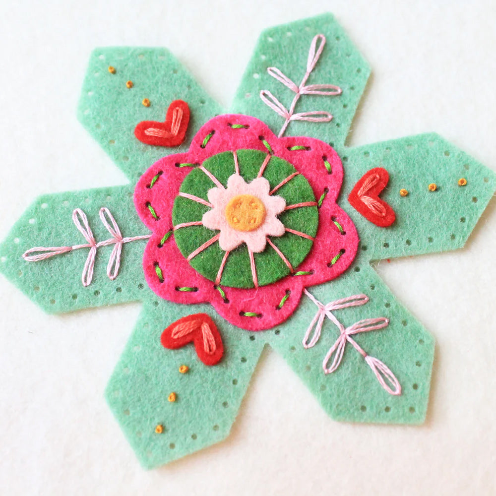 Christmas Snowflake Ornament Embroidered Felt