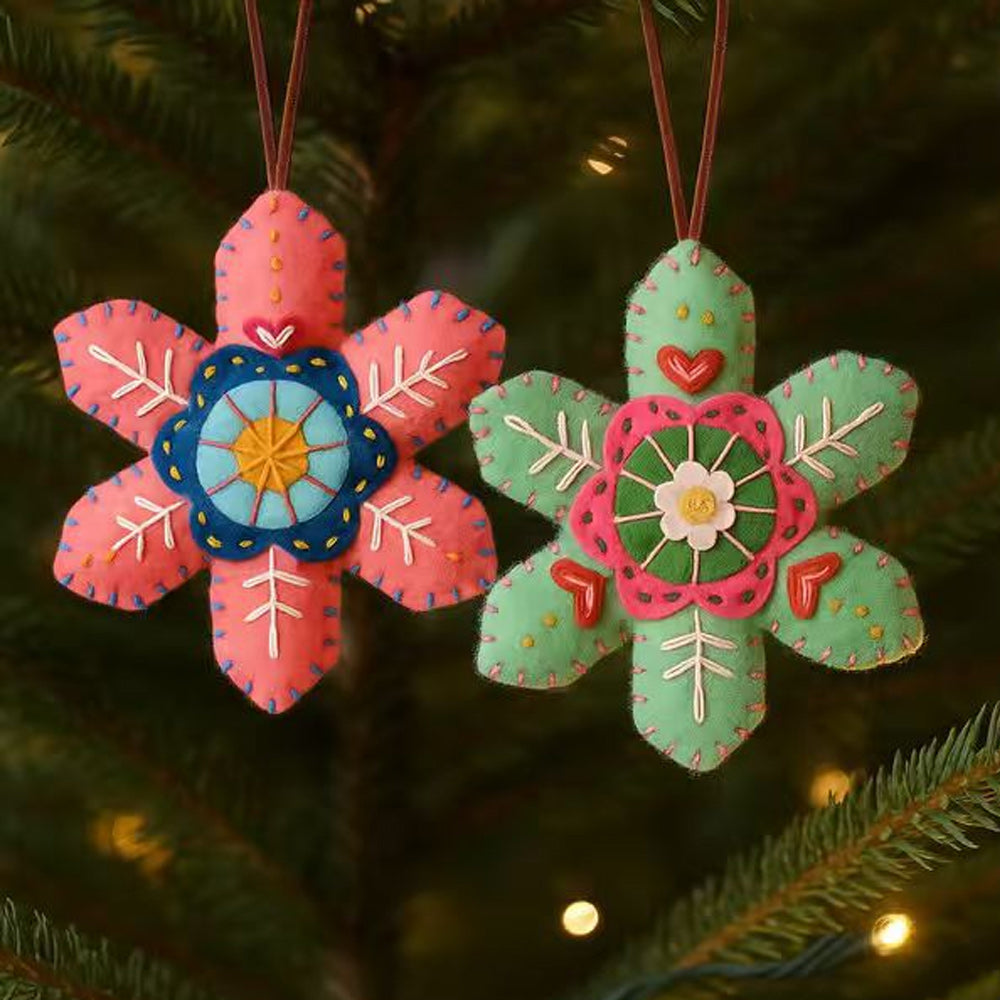 Christmas Snowflake Ornament Embroidered Felt