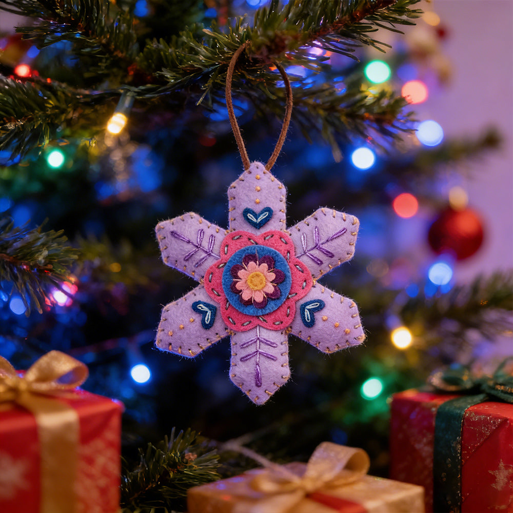Christmas Snowflake Ornament Embroidered Felt