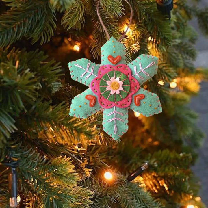 Christmas Snowflake Ornament Embroidered Felt