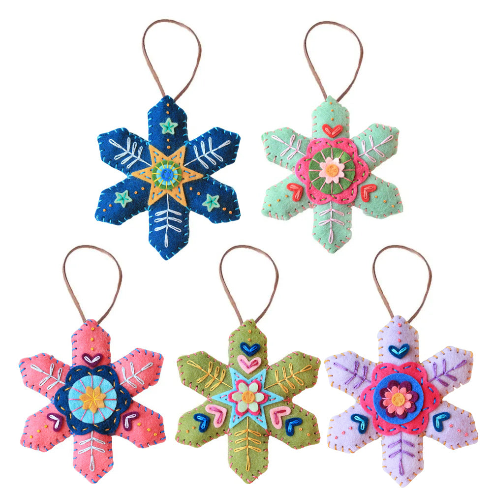 Christmas Snowflake Ornament Embroidered Felt