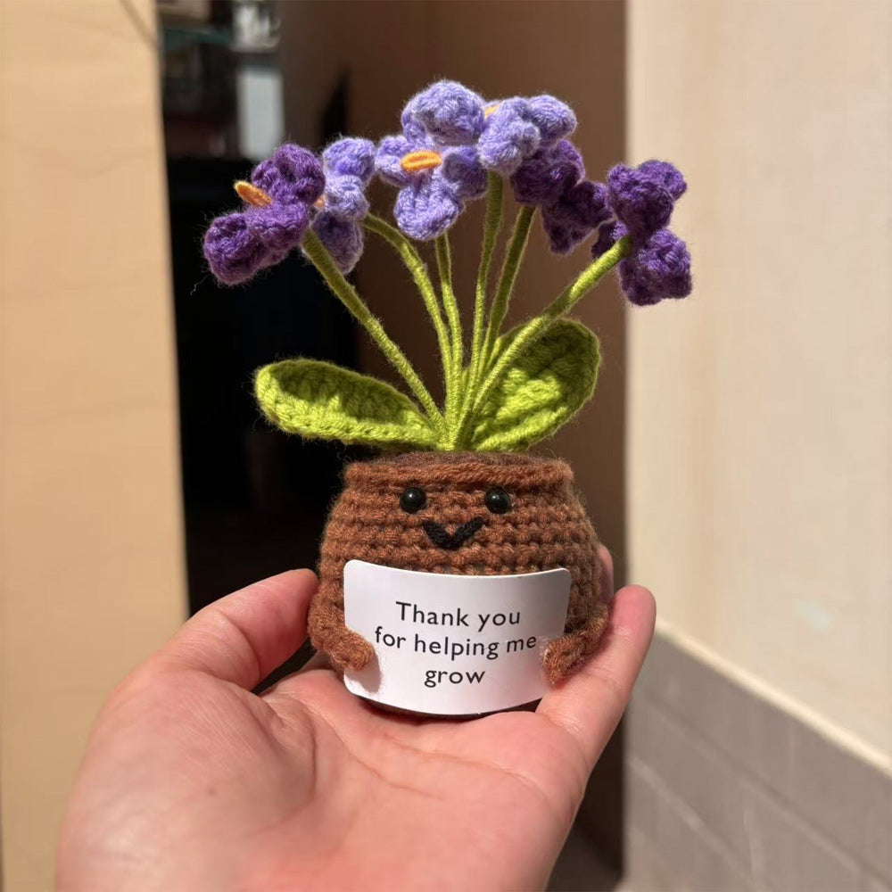 Hand Knitted Forget-me-nots Emotional Comfort Plant Positive Flower Pot