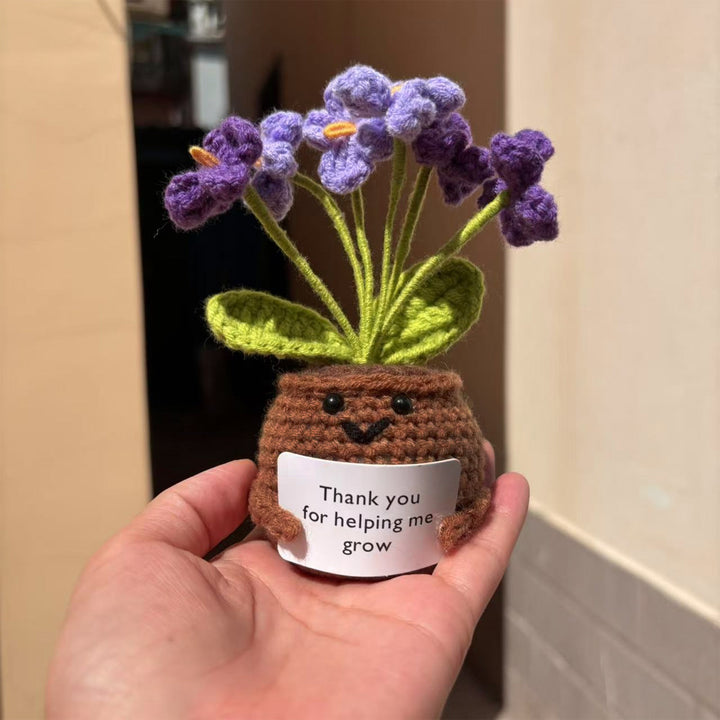 Hand Knitted Forget-me-nots Emotional Comfort Plant Positive Flower Pot