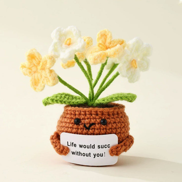 Hand Knitted Forget-me-nots Emotional Comfort Plant Positive Flower Pot