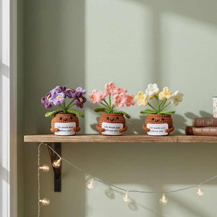 Hand Knitted Forget-me-nots Emotional Comfort Plant Positive Flower Pot