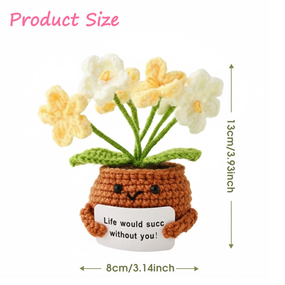 Hand Knitted Forget-me-nots Emotional Comfort Plant Positive Flower Pot