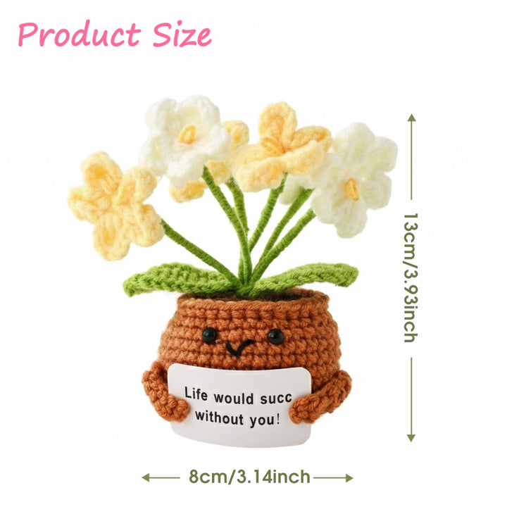 Hand Knitted Forget-me-nots Emotional Comfort Plant Positive Flower Pot