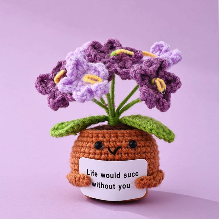 Hand Knitted Forget-me-nots Emotional Comfort Plant Positive Flower Pot