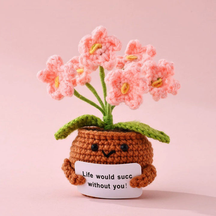 Hand Knitted Forget-me-nots Emotional Comfort Plant Positive Flower Pot