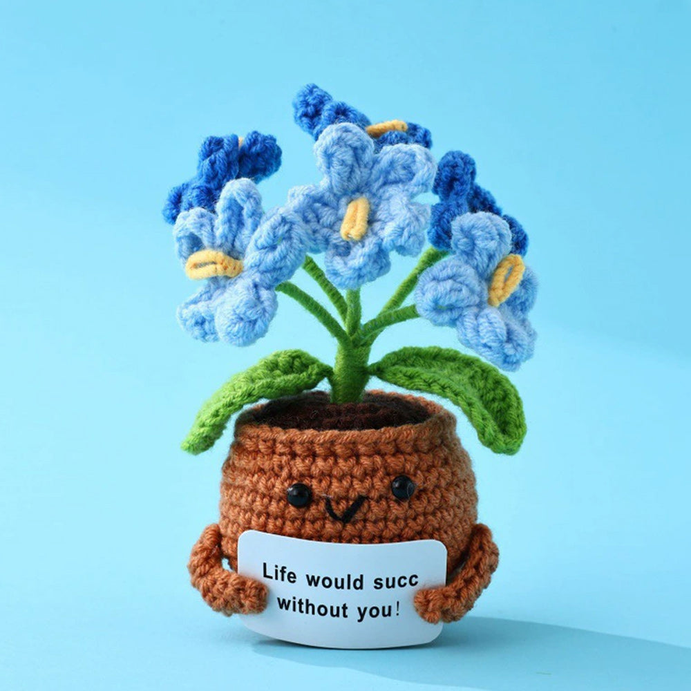 Hand Knitted Forget-me-nots Emotional Comfort Plant Positive Flower Pot