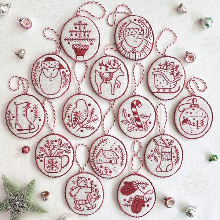 Christmas Tree Pendant Decorations Hand Embroidery Set