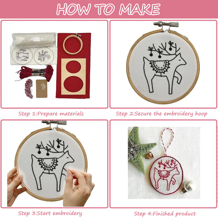 Christmas Tree Pendant Decorations Hand Embroidery Set