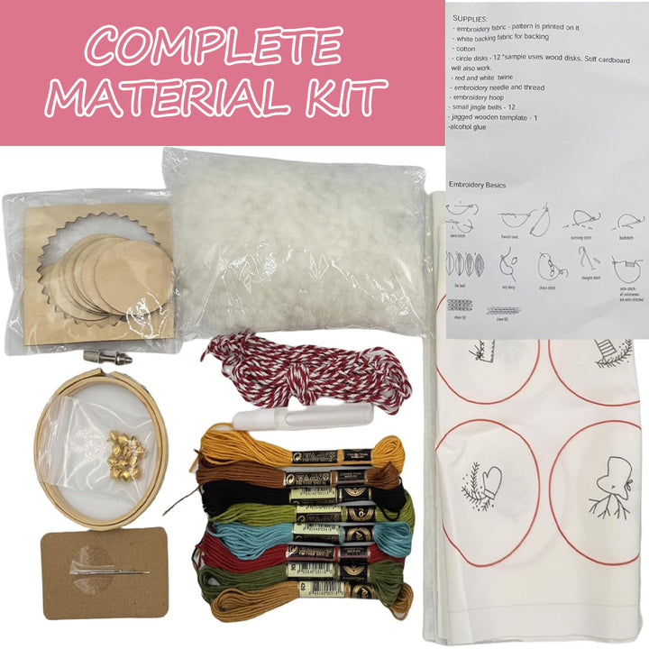 Christmas Tree Pendant Decorations Hand Embroidery Set