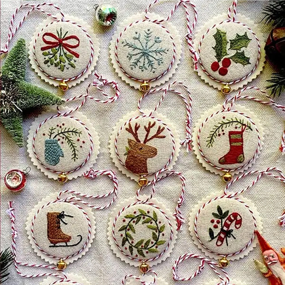 Christmas Tree Pendant Decorations Hand Embroidery Set