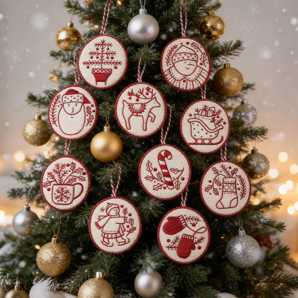 Christmas Tree Pendant Decorations Hand Embroidery Set