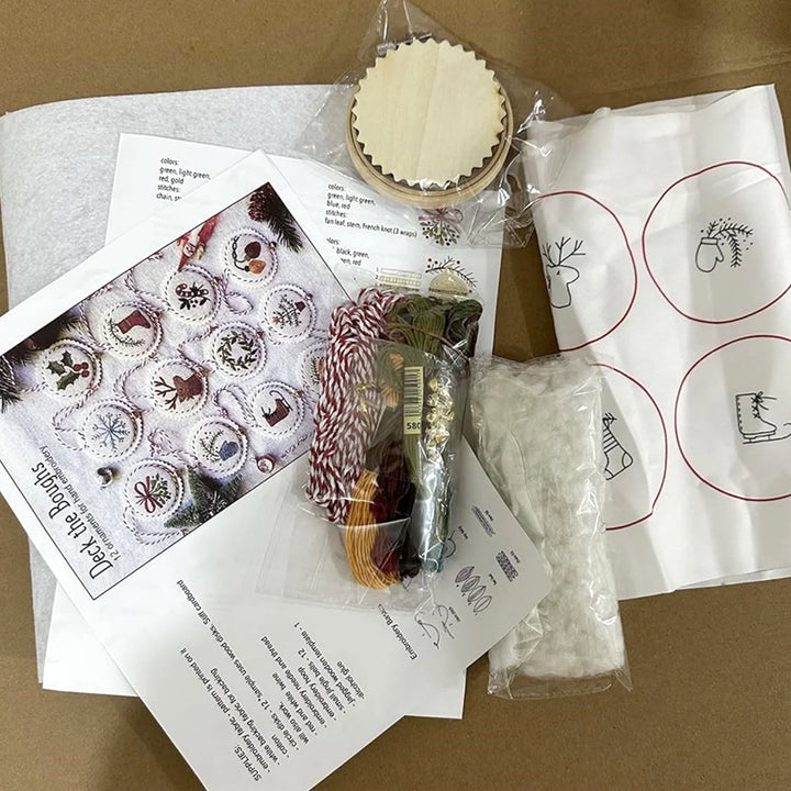 Christmas Tree Pendant Decorations Hand Embroidery Set