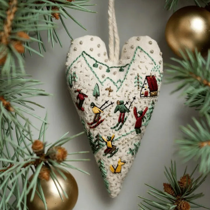 Heart-shaped Handmade Christmas Tree Embroidery Decoration Kit